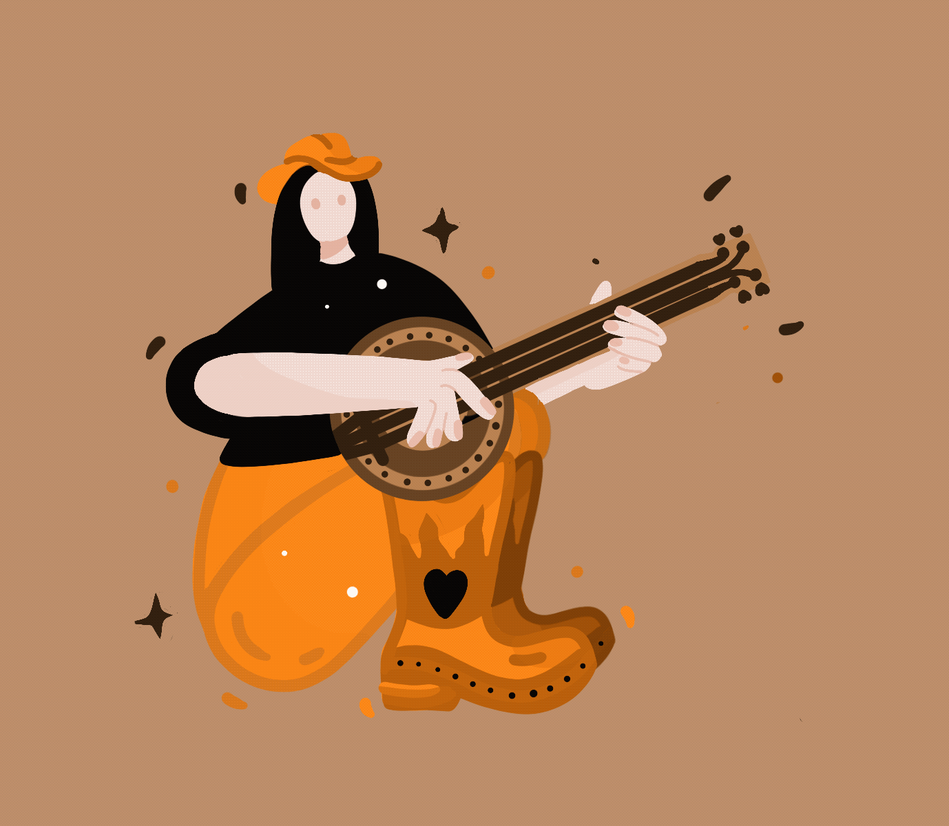 Howdy animation benjo girl illustration motion graphics music quitar