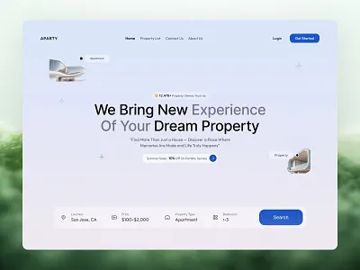 Property Booking Website – Homepage UI Design apartement booking booking platform booking web booking website corporate website hotel hotel booking modern web property rental property website real estate real estate agency rental rental website travel travel website ui ux design web design website