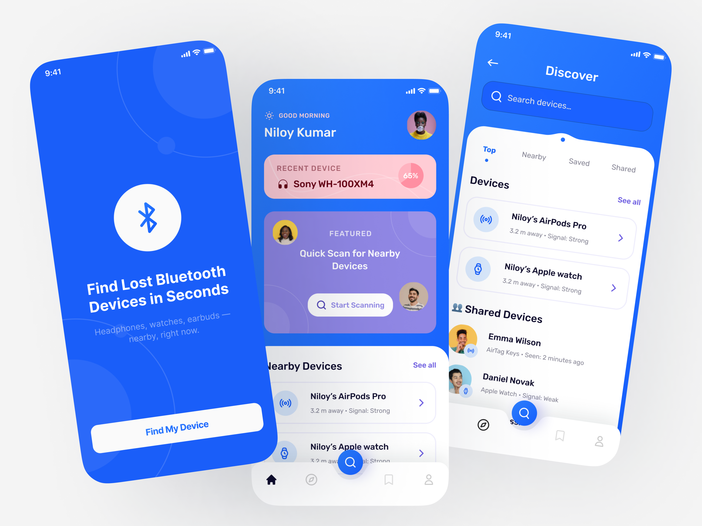 🔍 Find My Device – Bluetooth Tracker App UI appdesign appui blue bluetooth casestudy clean creativedesign designinspiration devicefinder dribbble figma info inspiration interface ios modern productdesign startup uidesign uiux