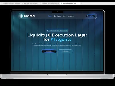 RunePool – Web3 AI Infrastructure Landing Page ai crypto dark ui defi figma fintech landing page modern ui saas ui ui design ux design web ui web3 website design