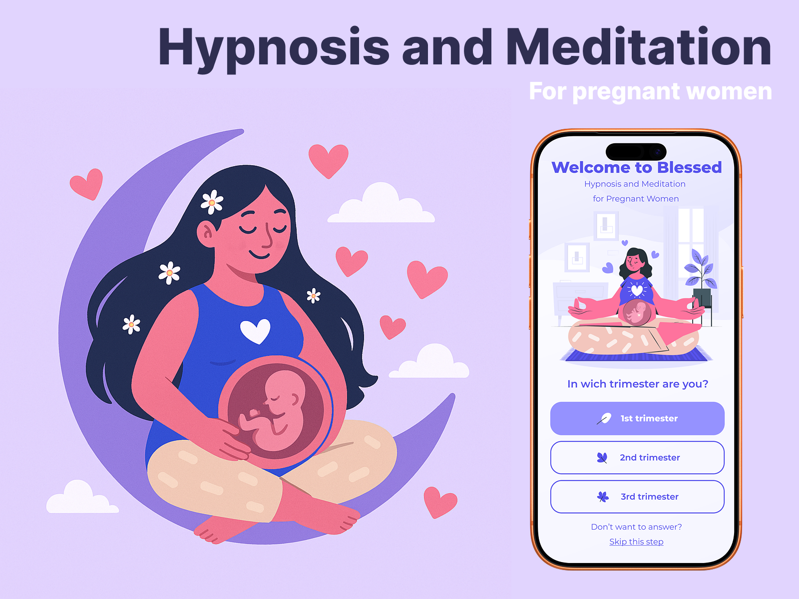 Blessed – Pregnancy Meditation App UI 🤍🧘‍♀️ behance dribble figma healthapp meditationapp mobileapp pregnancyapp uidesign uiux uxdesign wellnessapp