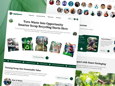 Eco Waste Management Website clean ui corporate website eco friendly environment environmental design green design homepage design landing page minimal design modern ui recycling recycling app startup website sustainability ui ui design ui ux waste management web design website design