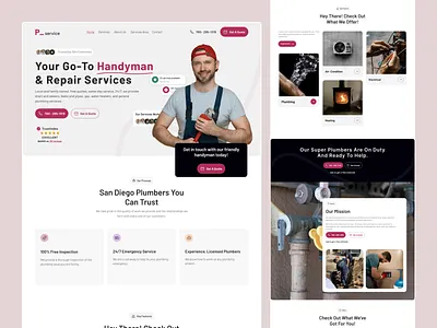 Home Service UIUX Design booking service construction business constructions contractor handyman heating home services plumber website plumbing service renovation