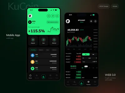 Crypto Mobile App UI Design | Web3 Wallet & Trading Interface app blockchain ui clean ui crypto app crypto wallet dark ui finance app fintech app modern ui trading app trading interface web web3 app web3 wallet