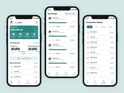 Fintech App UI – Group Savings & Wallet Dashboard budgeting app digital wallet figma finance app financial dashboard fintech app group saving logo mobile app mobile app design mobile banking app money management app payment app request money send money app transaction ui ui uiux design ux design wallet app