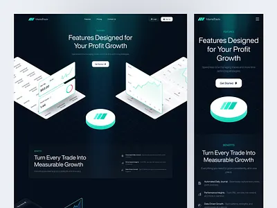 MemoTrade - Trading Website Features Page b2b clean crypto exchange cryptocurrency dipa inhouse features page fintech framer landing page saas startup stock exchange stocks portfolio trading trading analytics trading website ui design web design webflow website