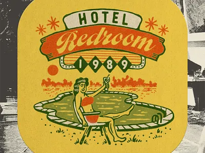 Hotel Redroom artwork badge design branding design graphic design hotel illustration merchandise retro design vintage vintage design vintage hotel