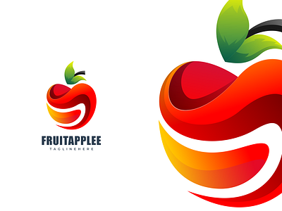 Fruit Apple Logo 3d apple branding colorful design fruit graphic design illustration logo