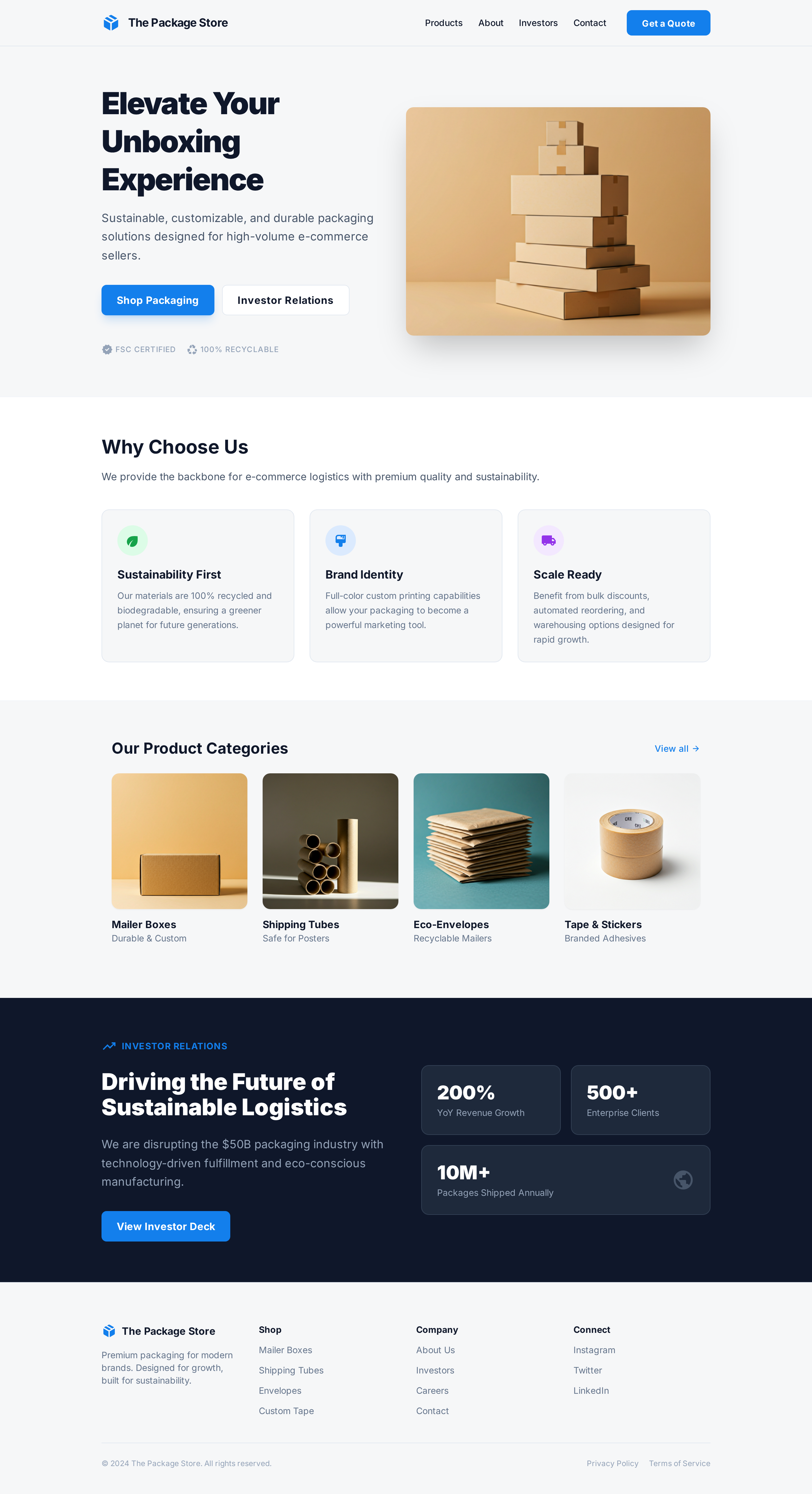 The Package Store Web Design graphic design package store web