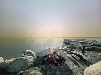 3D Concept: "Lake sunset" design graphic design illustration ui