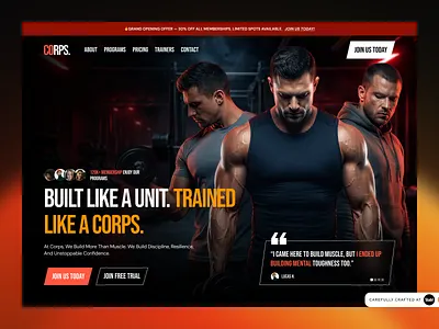 CORPS — Fitness & Training Website fitness gentle graphic design gym page trainer ui web