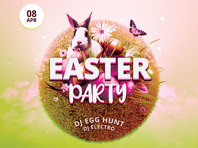 Easter Party Flyer download easter easter flyer easter party egg hunt envato flyer graphic design graphicriver photoshop poster psd template