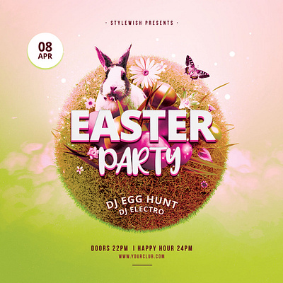 Easter Party Flyer download easter easter flyer easter party egg hunt envato flyer graphic design graphicriver photoshop poster psd template