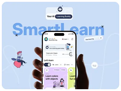 SmartLearn - AI Learning App UI Design ai app design e learning edtech education app figma gamification ios app kids app kids education learning app learning ui mobile mobile design modern ui ui design ui ux uiux ux design
