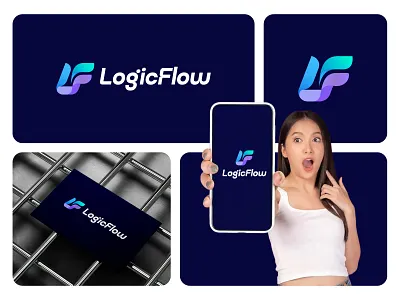 Abstract L & F Logo, SaaS Automation Logo, Startup Tech Logo abstract logo app logo automation logo b2b brand identity branding innovation l f logo lettermark logo design modern logo monogram saas logo software logo startup logo tech brand tech logo technology visual identity workflow