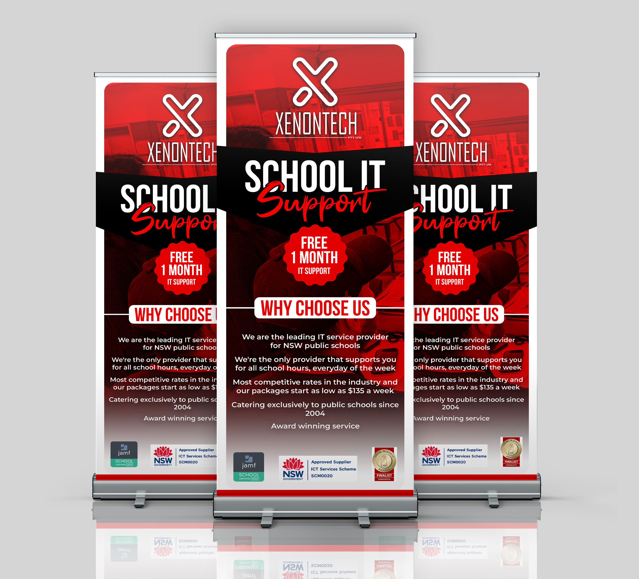 School IT Rollup Banner ad design banner design branding business banner clean layout corporate design display banner edu tech it banner it service marketing banner modern banner print design promo banner red banner rollup design school it support service tech banner tech support