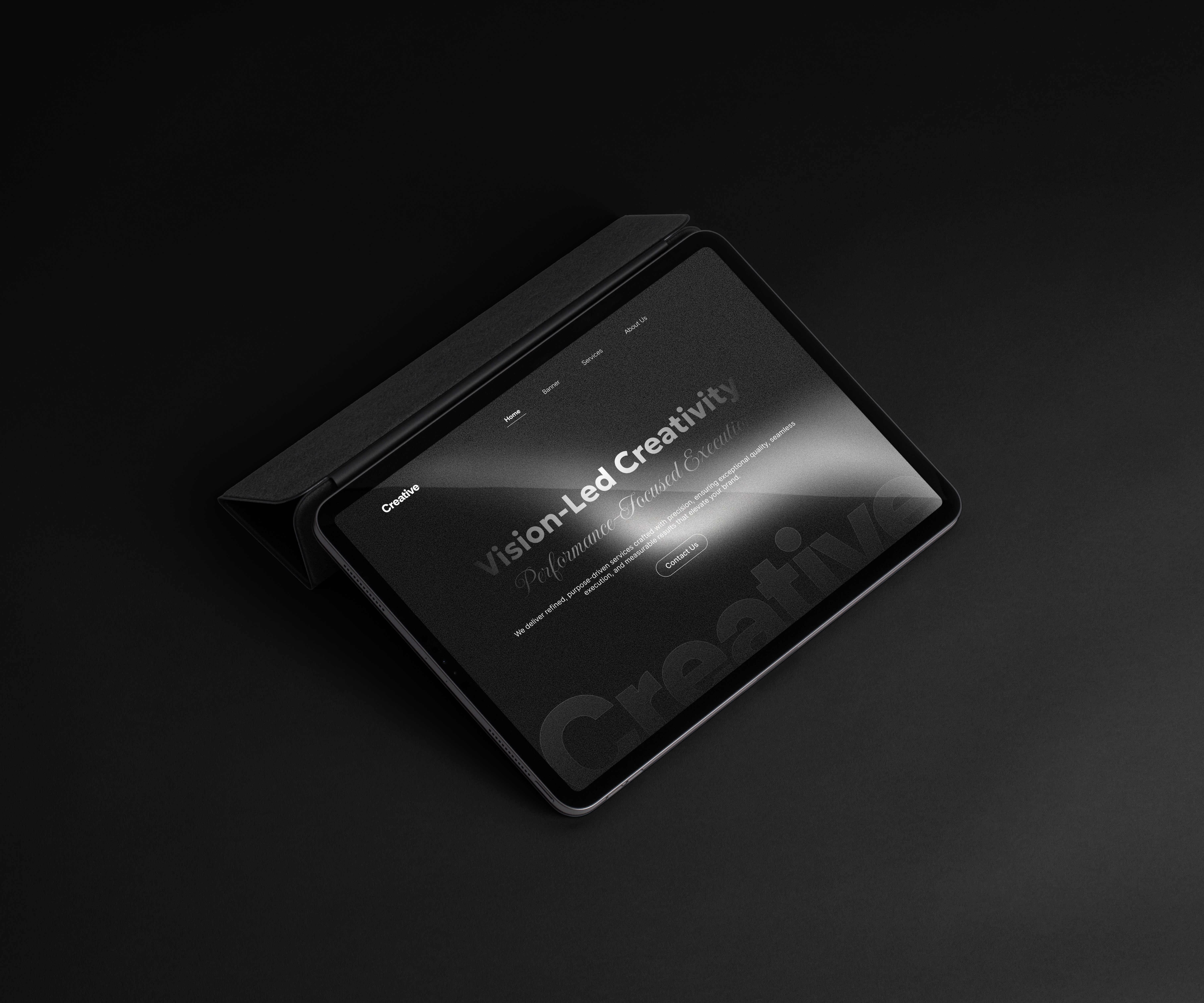 Modern Hero Banner Design | Vision-Led Creativity brandingdesign creativeui darkui designinspiration digitaldesign figmadesign herobanner landingpage minimaldesign modernwebdesign uidesign uiuxdesigner userinterface uxdesign webdesign websitelayout websiteui