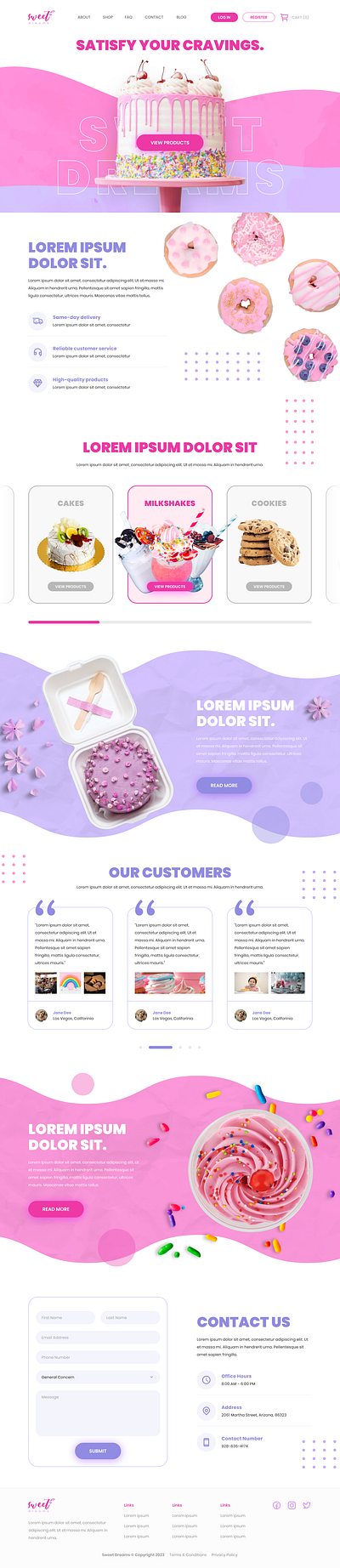 Sweet Dreams Dessert bakery clean cute dessert graphic design pink purple web design white