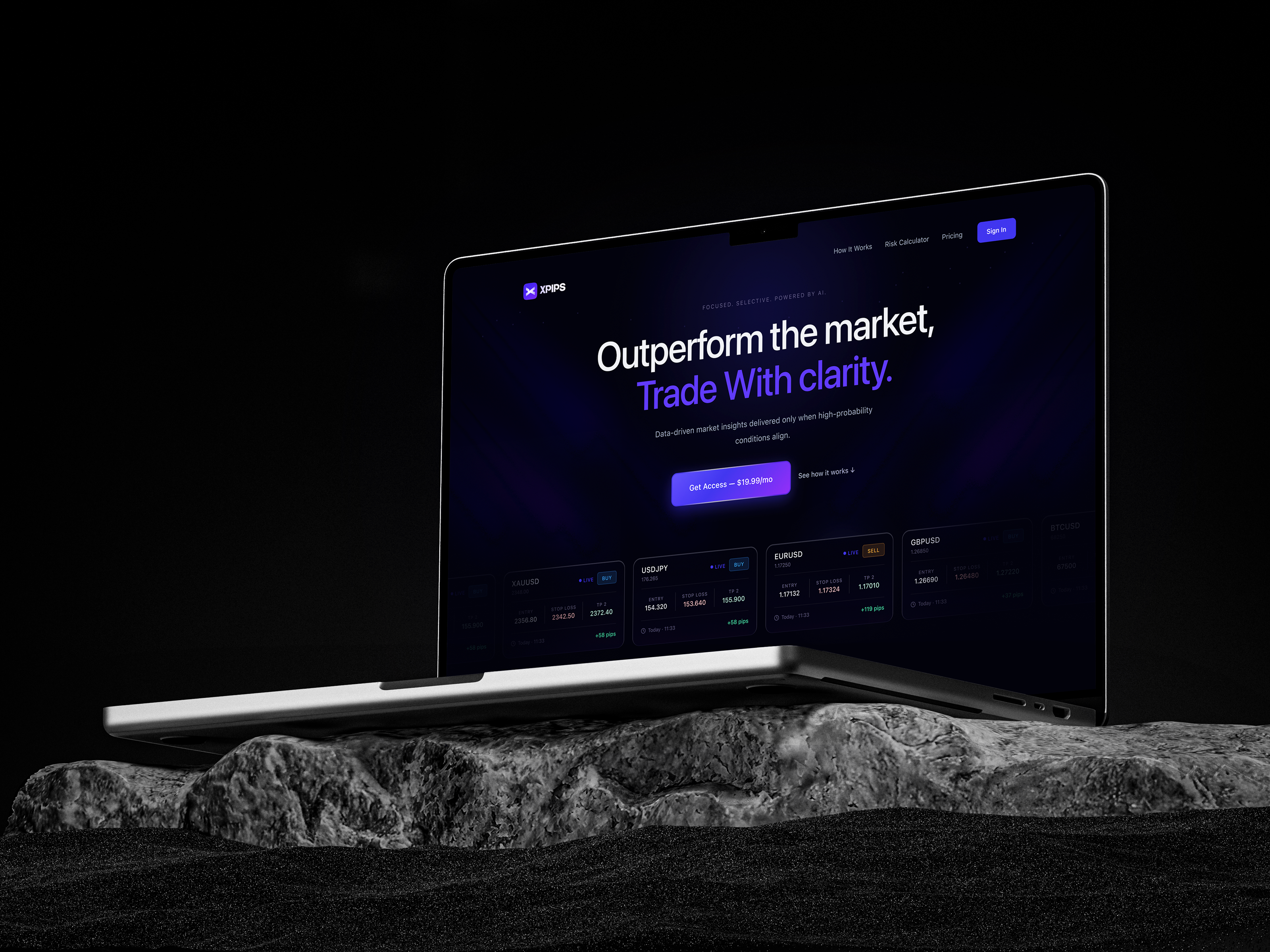XPips — AI Trading Platform UI ai crypto framer glassy homepage purple sass signals trading ui ux