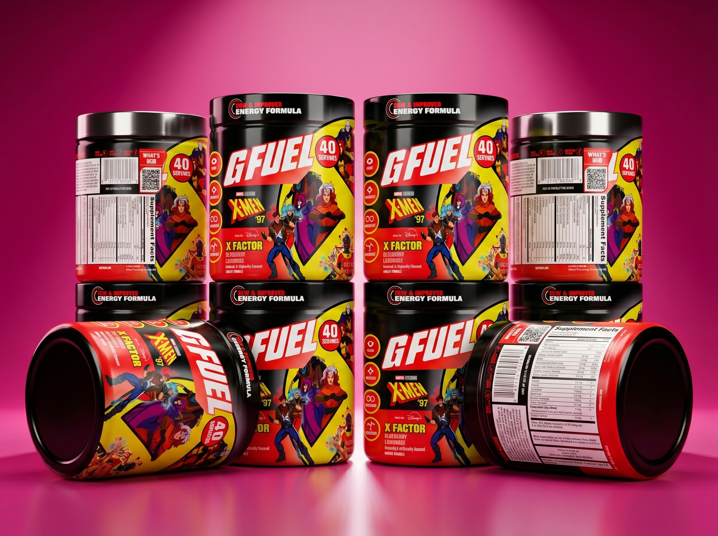 GFUEL X-Factor Energy Tub Label Design | The Creativity Zone adobe photoshop brand identity design commercial packaging creative packaging energy formula packaging gfuel label design packaging mockup premium product mockup product branding product label design product mockup design shelf ready packaging supplement packaging design supplement tub design tub label design