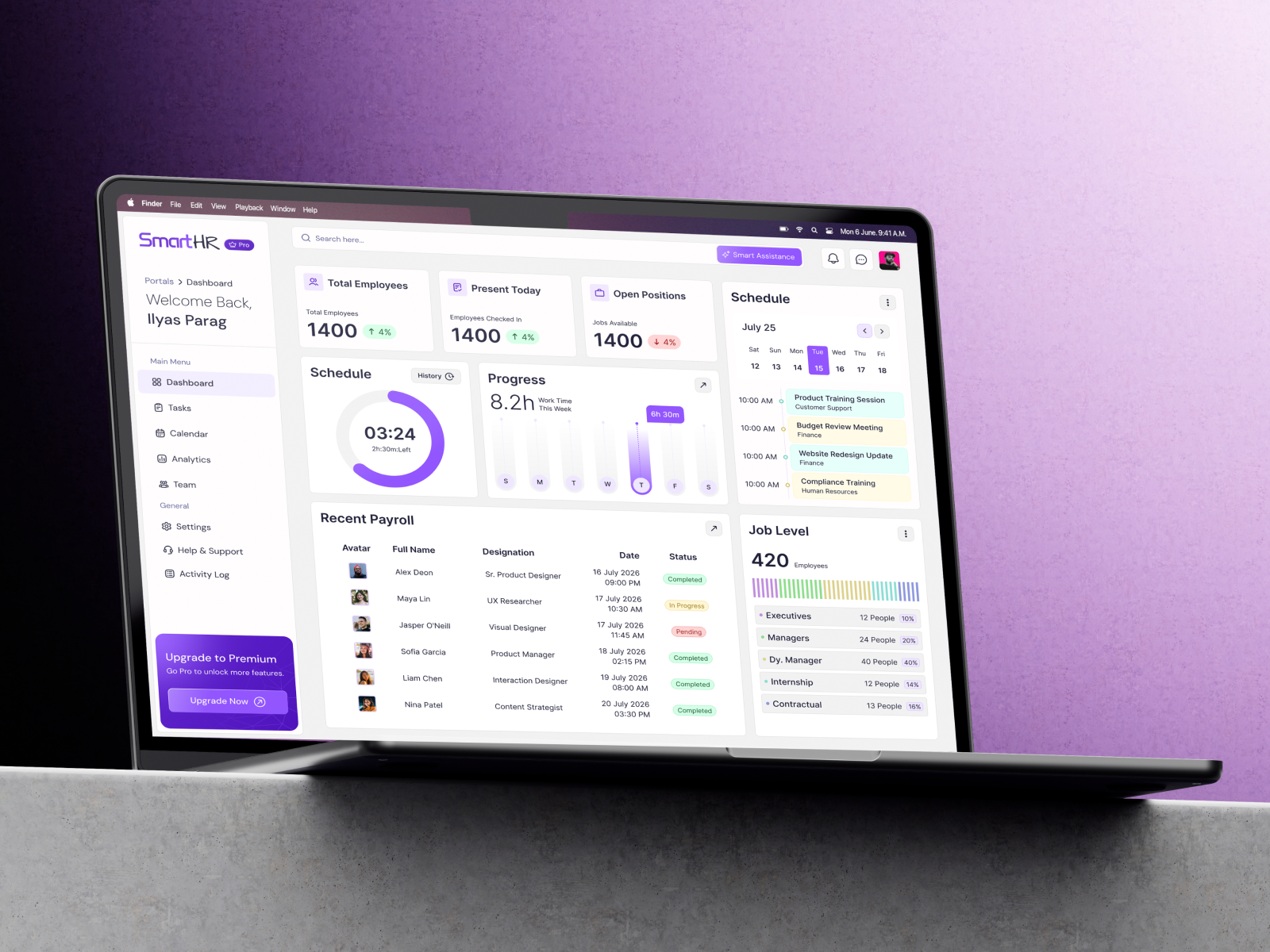 SmartHR – AI-Powered HR Management Dashboard ai driven product design ai product ai uiux figma product design ui uiux user interaction user interface design user reserach ux