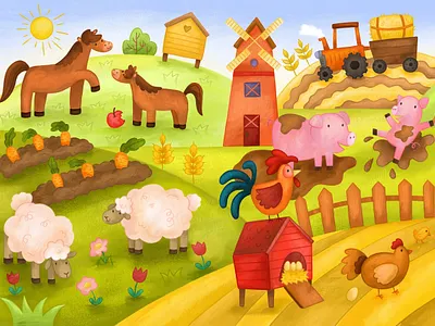 Illustration for the fold-out children’s book "The Farm" art book cover book illustration book layout branding character design character illustration children book children book illustration children illustration cover design cover illustration design graphic design illustration kids book kids book illustration kids illustration print product