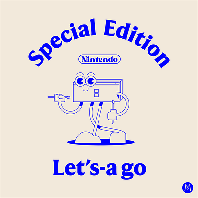 Nintendo DS Lite - character poster character cute design illustration illustrator nintendo poster rubberhose vintage