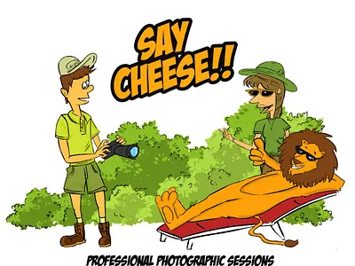 Cartoon Illustration for Casela- Walk with Lion activity drawing 2d artist branding graphic design illustration