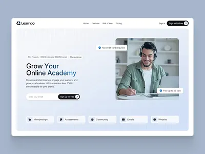 EdTech SaaS Website Design | Scroll Animation blue website course platform digital learning edtech edtech website inspiration interface landing page modern online learning product design saas scroll animation skills training startup ui web design website design wingly