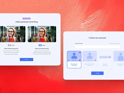 Walkthrough, Create new, Modals clean clear create new episode light modal podcast popup ui ux walkthrough window
