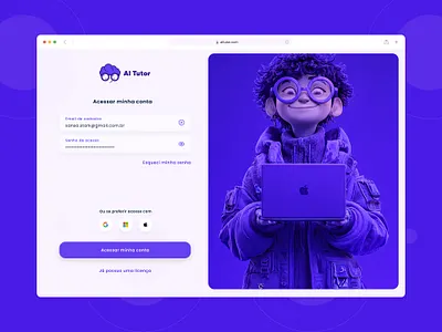 AI Tutor Education Plataform - Login 📚 3d branding clean design logo simple ui we