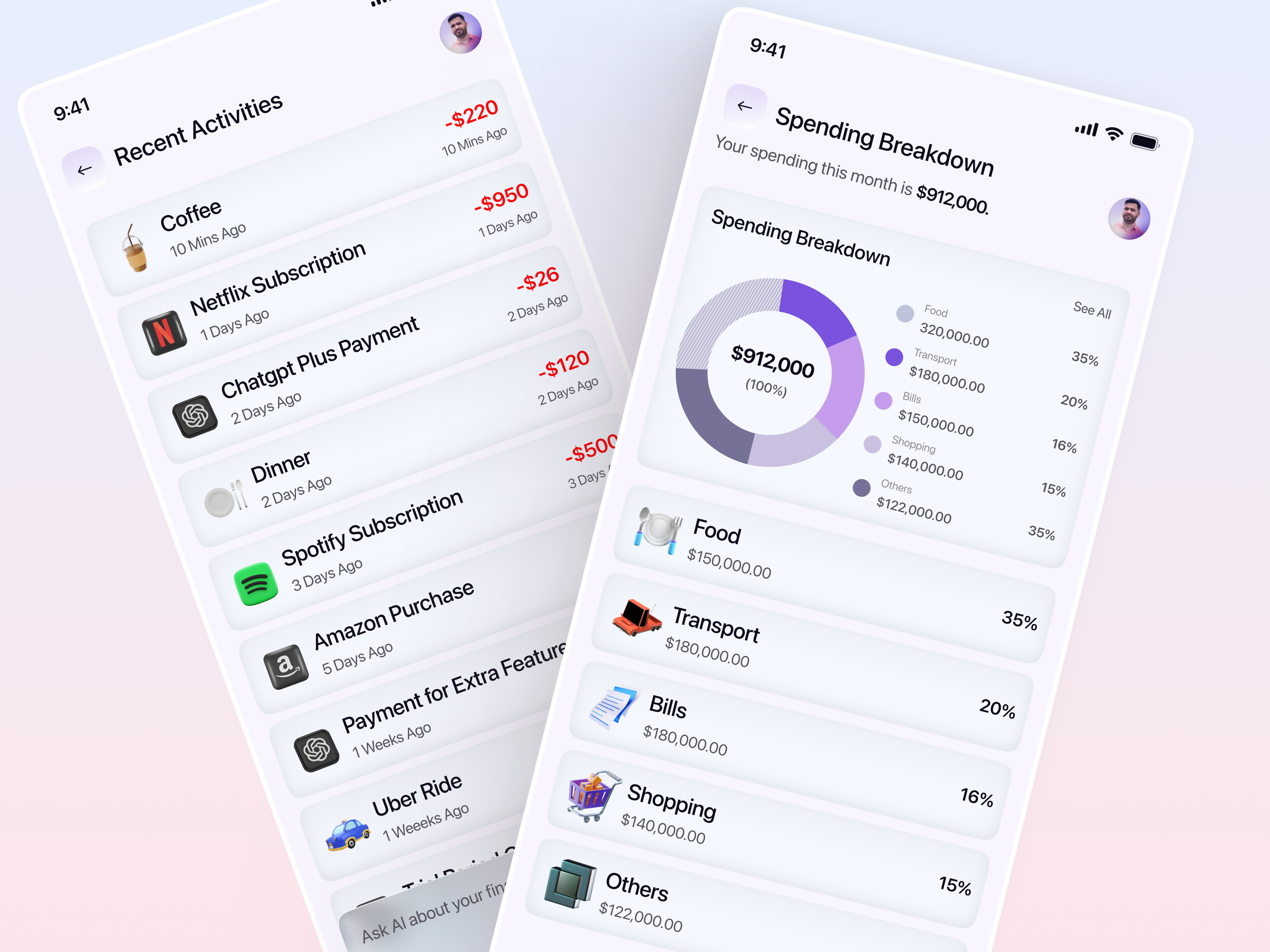 AI Finance Mobile App UIUX Design interface mobile service startup ui ux web