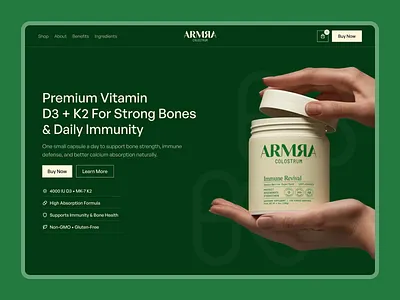 Premium Health Product Website UI ecommerce food supplement health website healthcare landing page multivitamins natural organic product product page shopify shopify store shopify website supplements website visual design vitamin supplement web web design wellness wellness ecommerce woocommerce