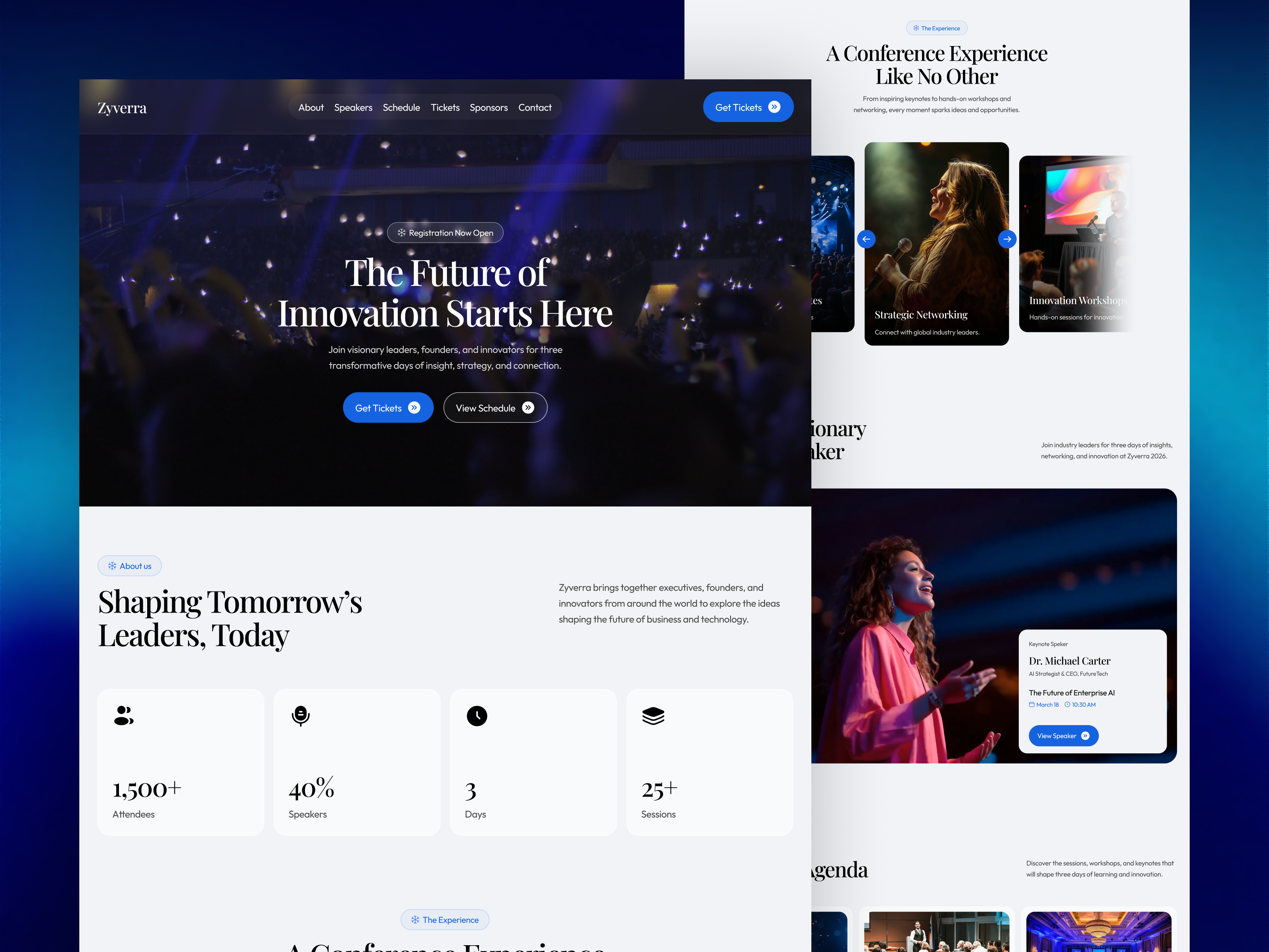 Example of Event Management Framer Template