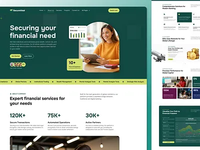 SecureVest – Digital Banking & Fintech Website Design animation awesome cta bank website design benefit cards branding digital bank design financial web experience graphic design home page design html template motion graphics smooth navigation typography ui ui ux uiux web design web development website website design
