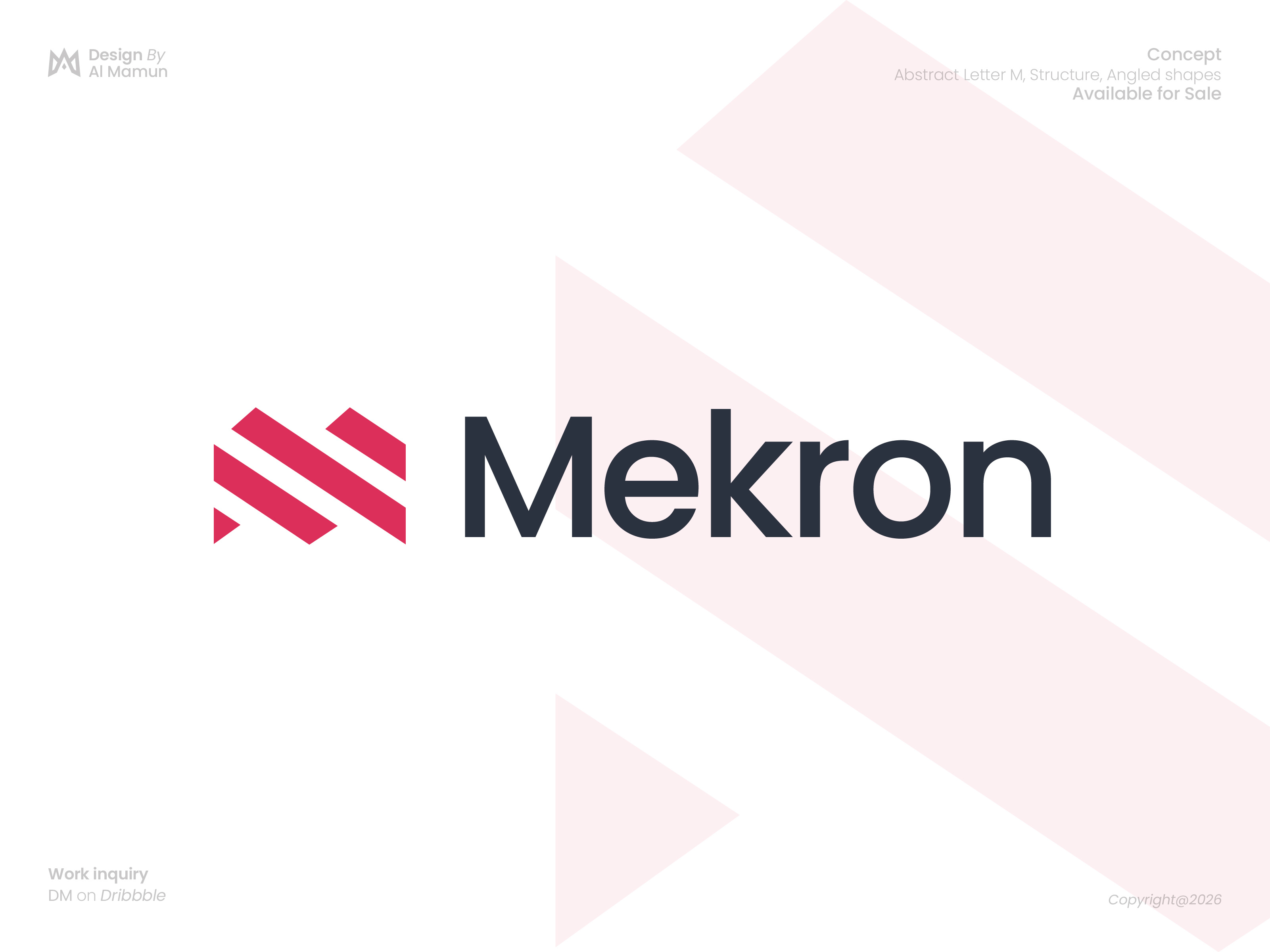 Mekron Logo Design | Modern Geometric M Letter Mark abstract logo brand identity branding clean design corporate branding futuristic logo geometric logo industrial logo lettermark logo logo design m letter logo m logo minimal logo modern logo monogram simple logo startup branding tech logo visual identity