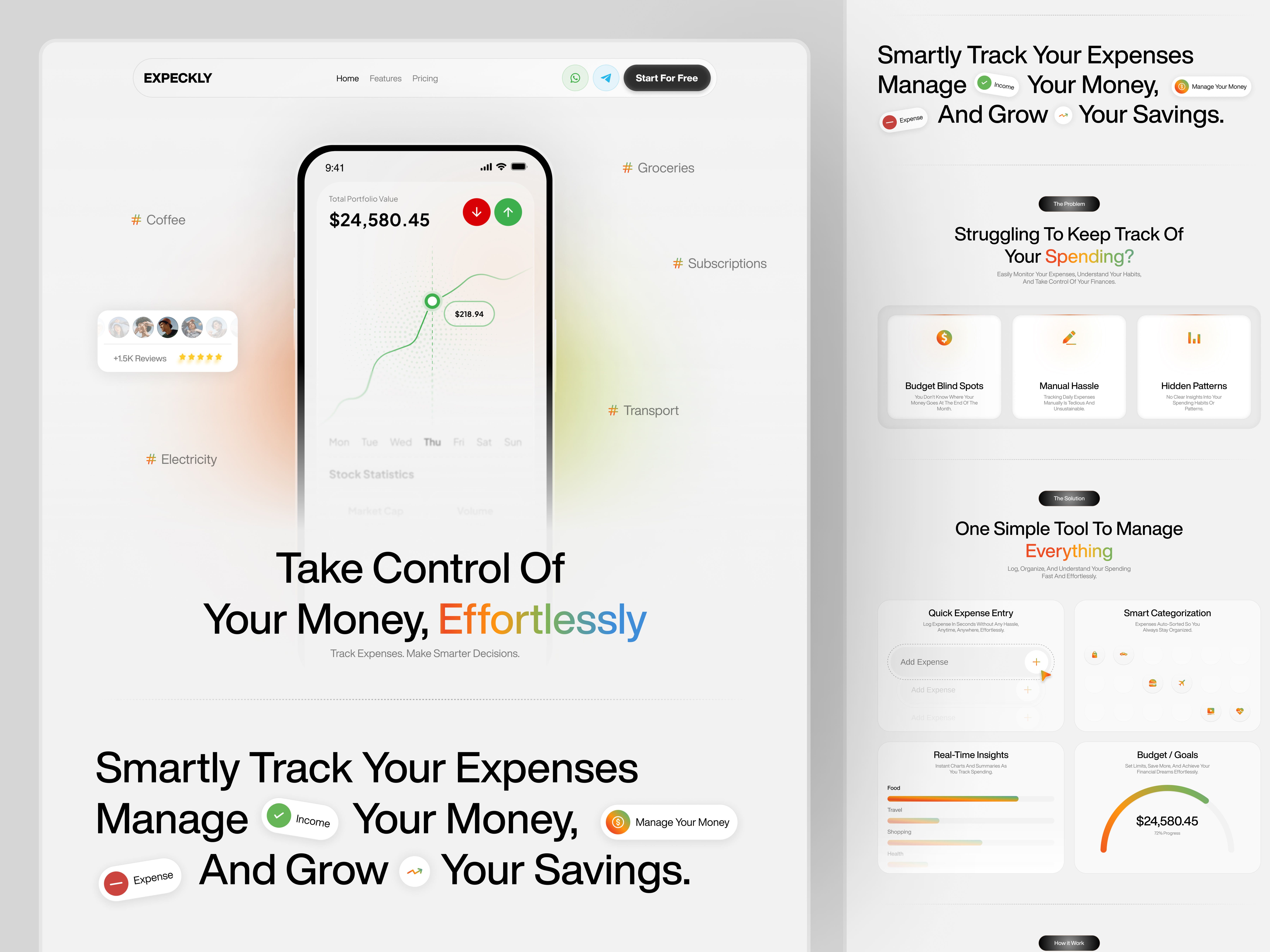 Fintech & Expense Tracker SaaS Landing Page