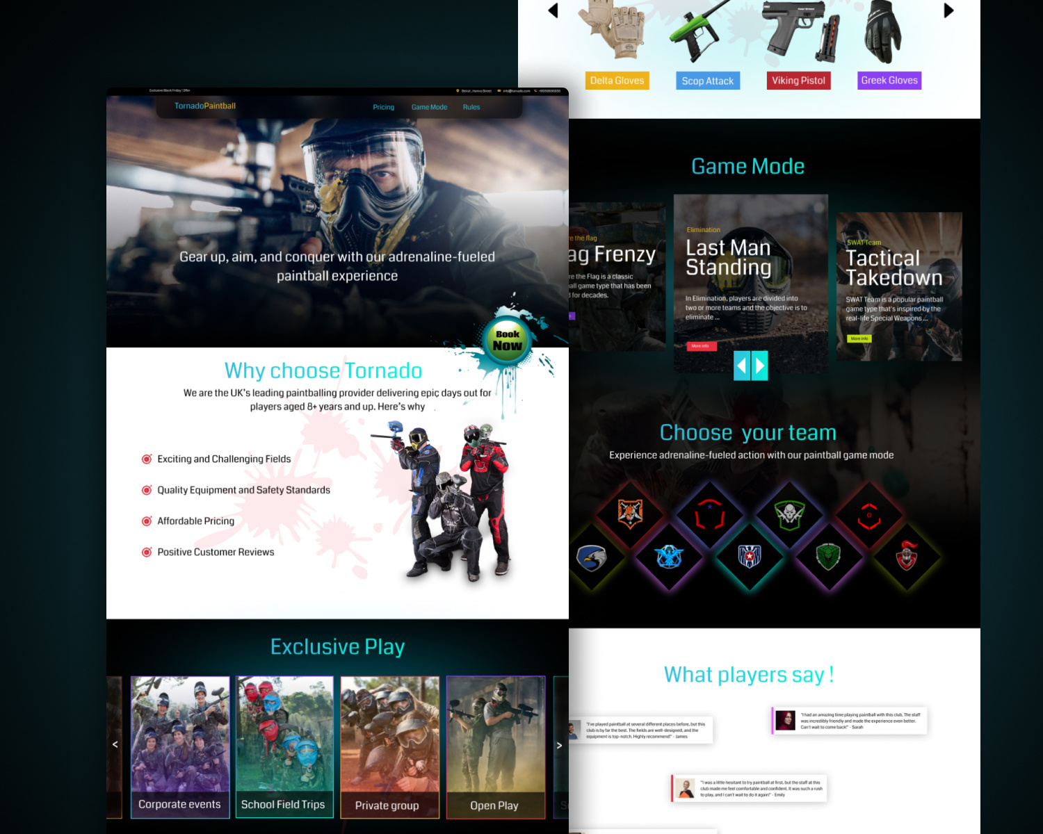 Tornado Paintball Website figma painball sportgame ui web design