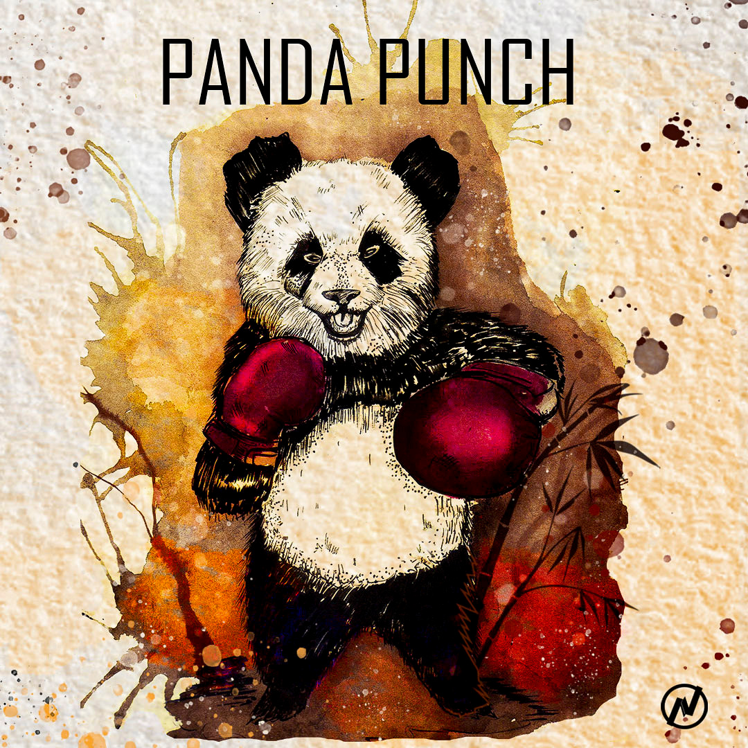 Panda Punch Illustration 2d artist agressive boxing design graphic design illustration mixed media painting panda penandink watercolour