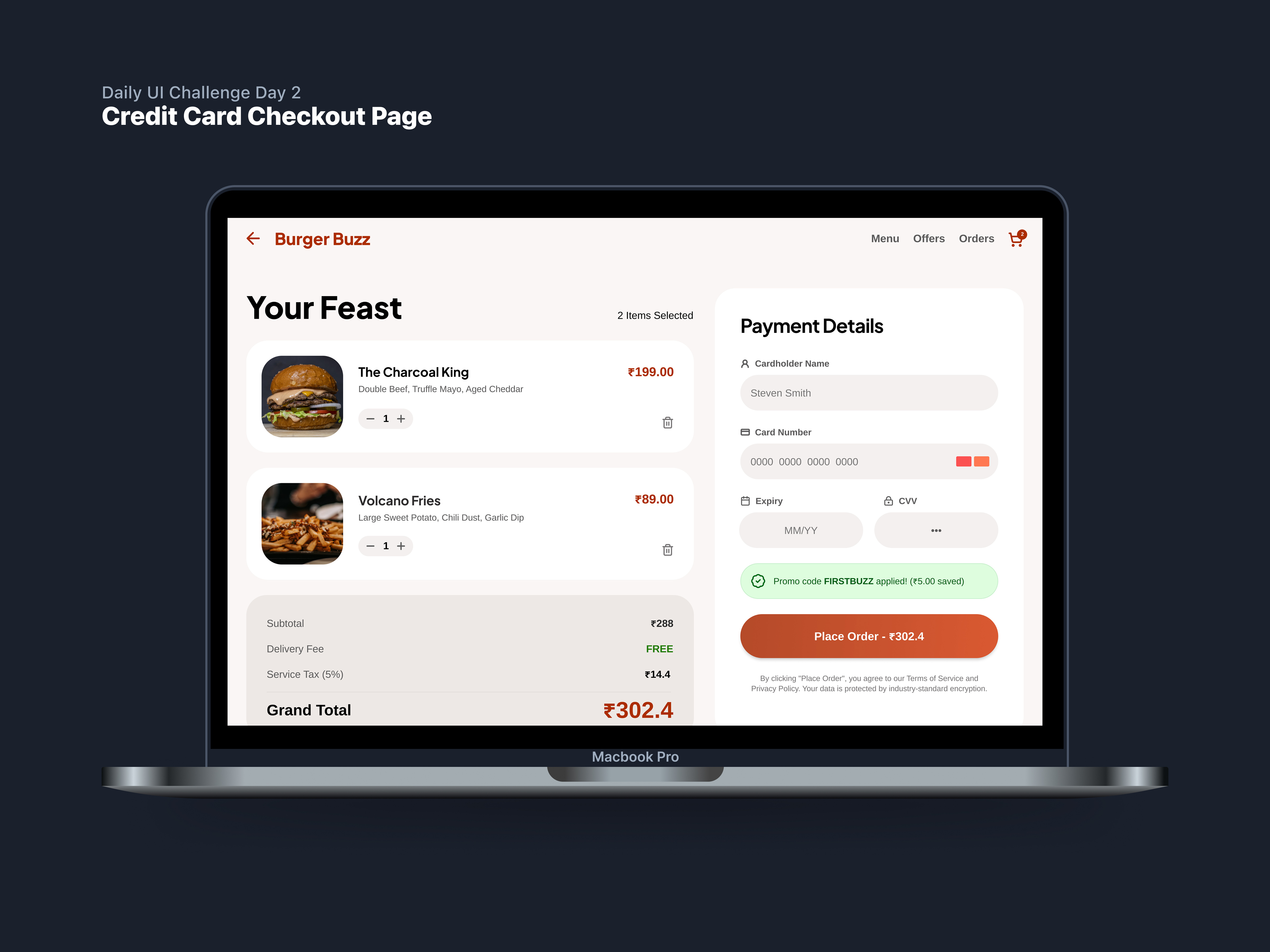 Daily UI Challenge #2 – Credit Card Checkout 💳🍔 dailyui graphic design ui