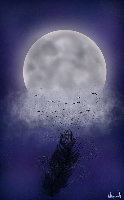 Moonlight Feather digitalart feather illustration moonlight