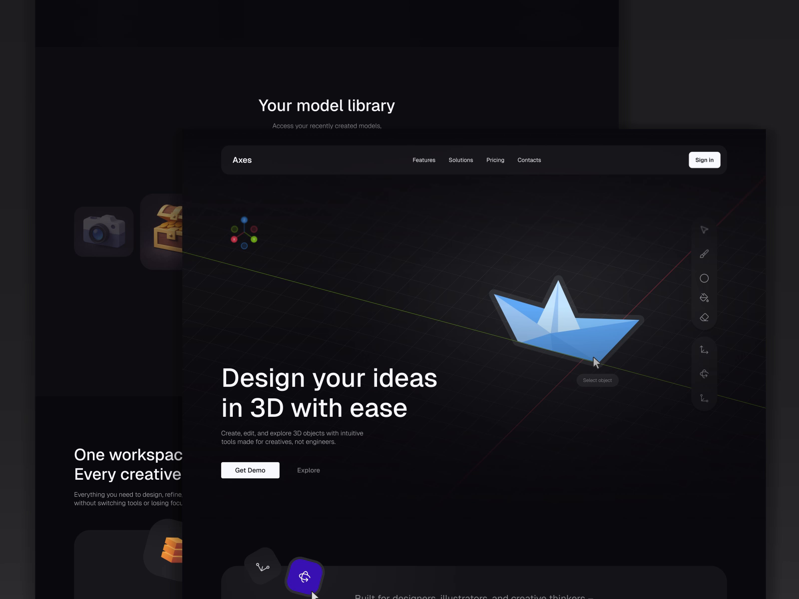 3D Editor Landing Page Concept