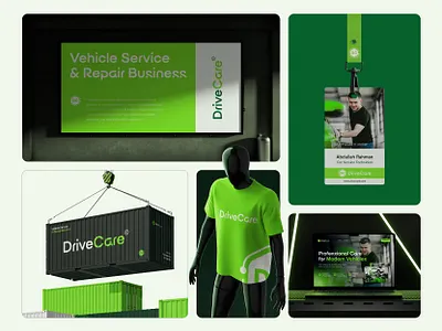 DriveCare — Vehicle Service & Repair Brand Identity auto logo auto service automobile logo automotive logo brand identity branding car service garage logo industrial branding logo logo design mechanic logo modern logo repair service service branding startup identity tech startup technology logo transport logo vehicle service