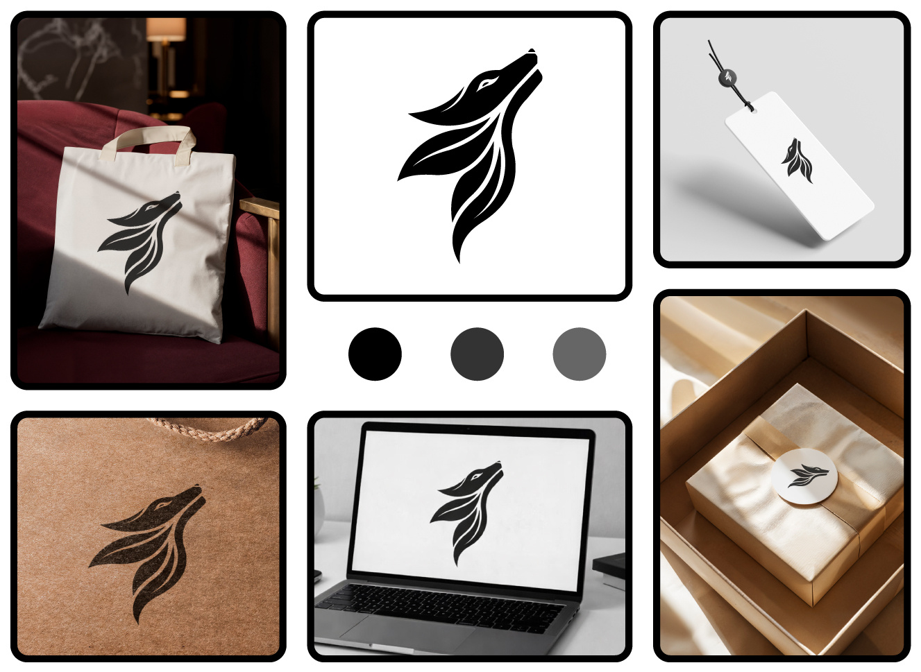 Minimal Wolf & Leaf Logo for Sustainable Fashion Brand