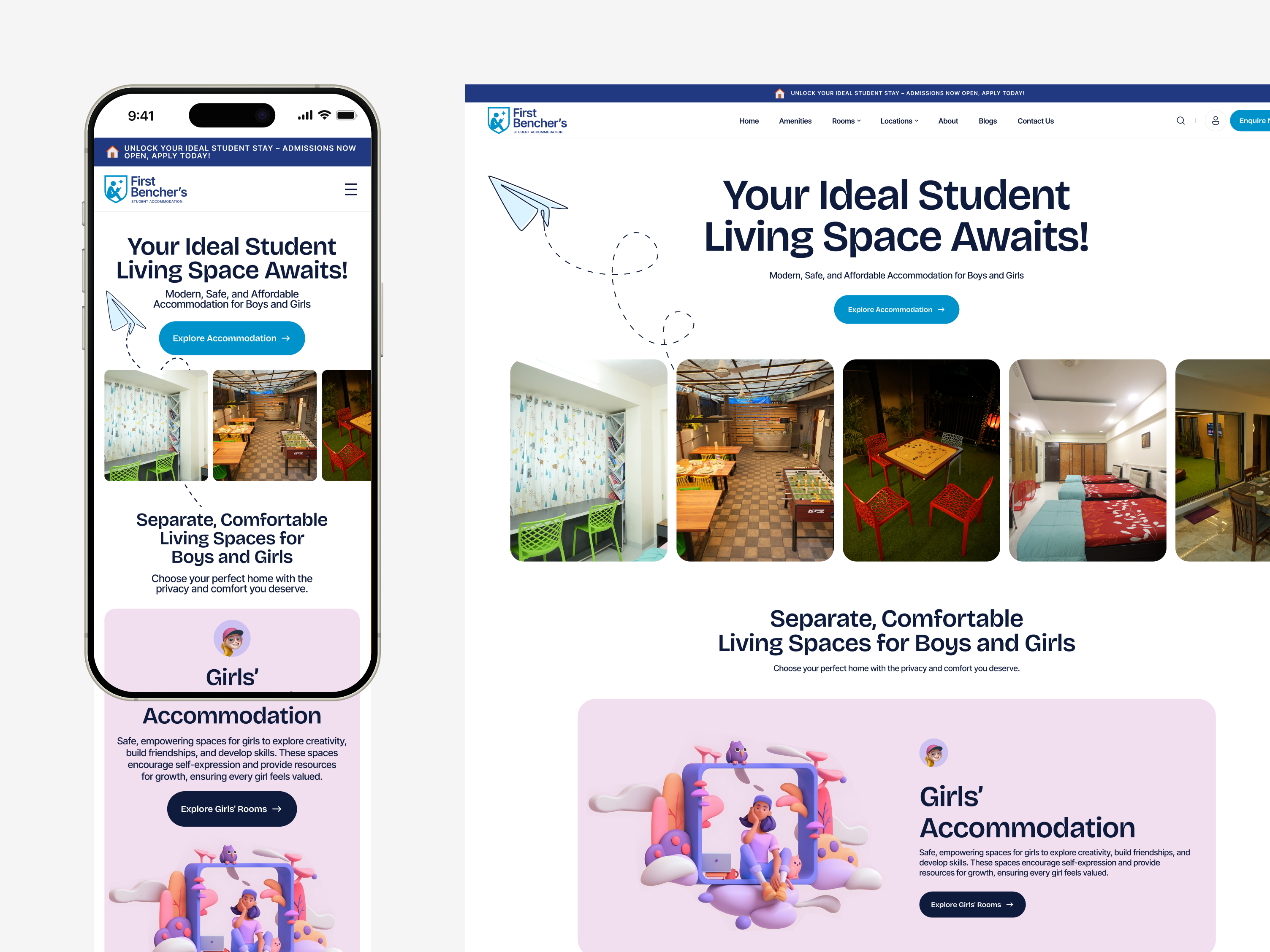 Mobile UI Design | Student Housing Platform hospitality housing platform living minimal mobile mobile first design mobile ui mobile web modern ui responsive responsive design responsive ui student student accommodation study uidesign uiux webdesign