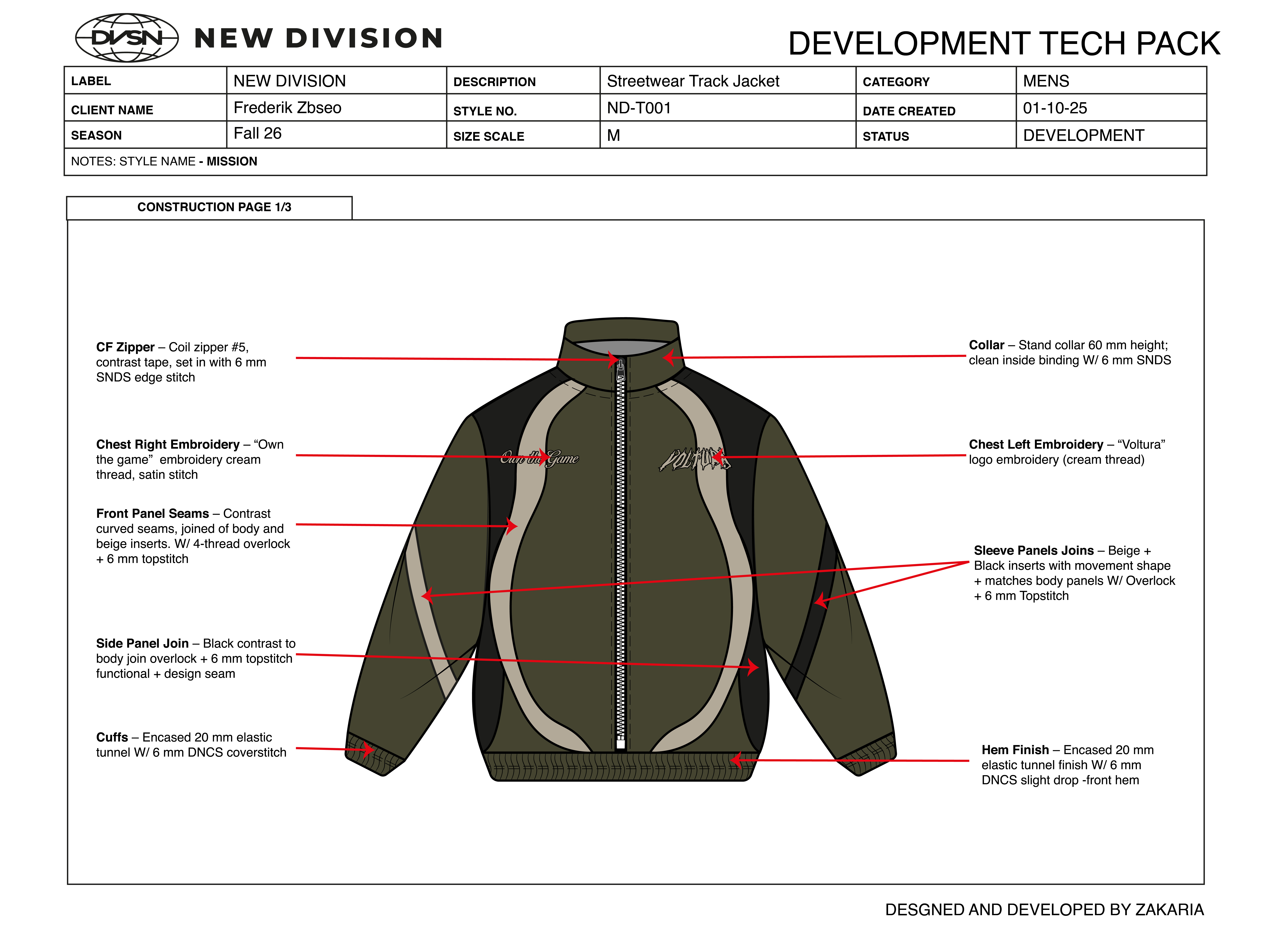 Example of Factory Ready Apparel Tech Pack