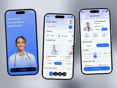 Doctor Appointment Mobile App ai app app app ui appointment consultation doctor doctor app doctorappointment health care healthcare hospital medical medtech mobile mobile app online healthcare pharmacy skin care uiux web