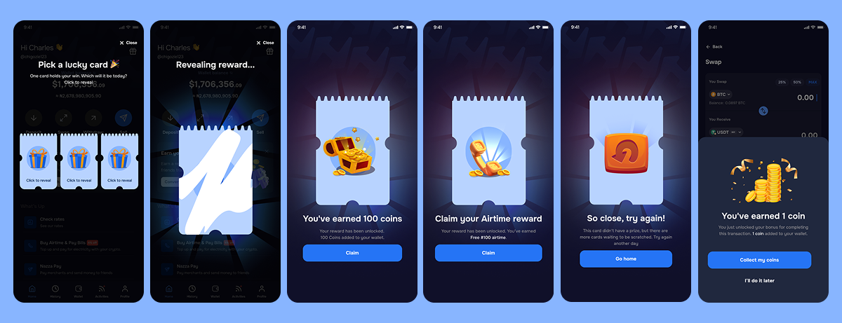 Scratch card UI design_ Fintech Reward system 3d animation dark mode ui design figma designer gamification design mobile app designer product designer prototyping reward centre design scratch card ui design ui uiux design