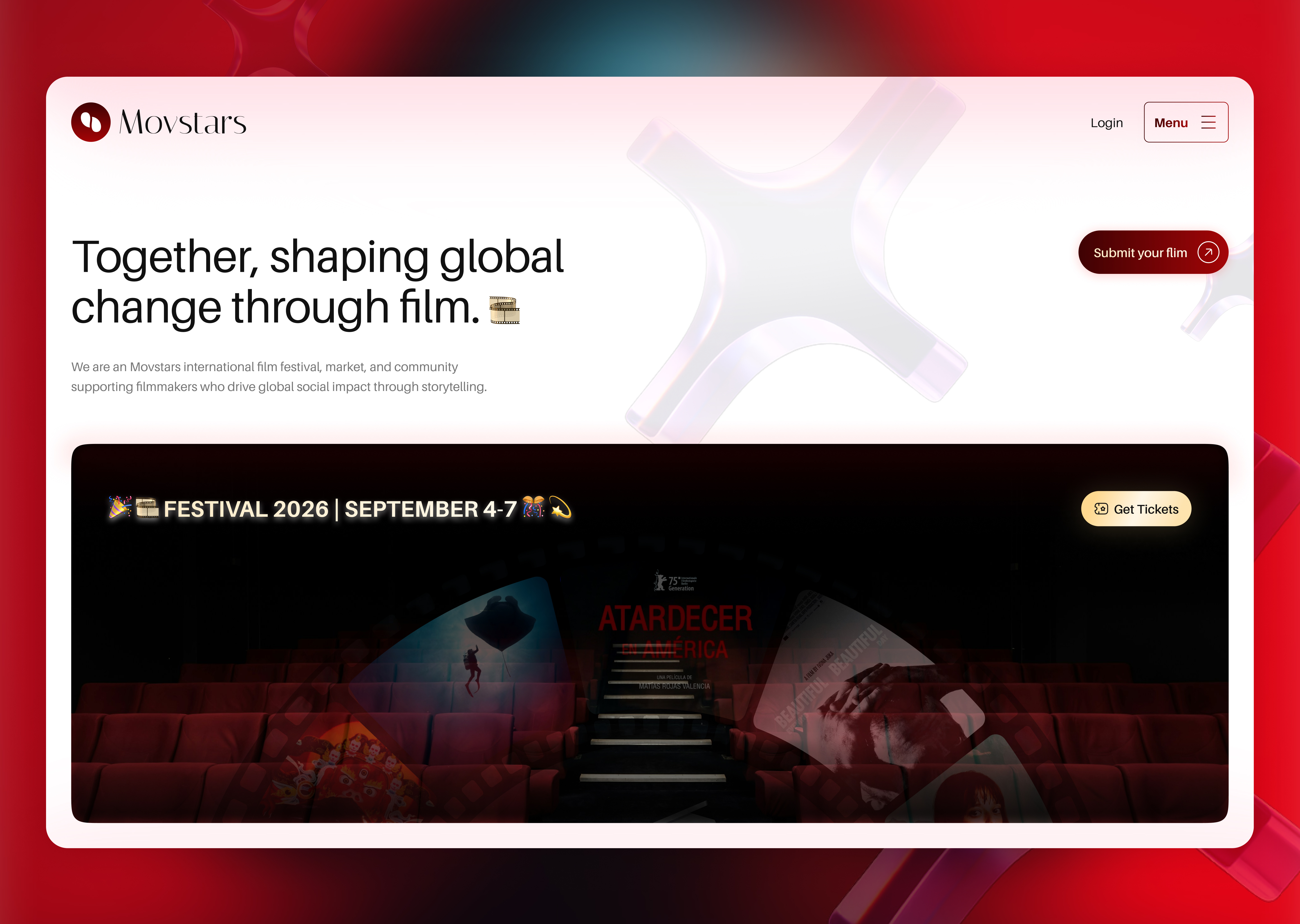 Premium UI Design | Landing Page Design | UIUX | Film Cinematic cinematic clean film film festival landing page luxery movie premium landing page premium ui design product design ui user experience design user interface design ux web design website website design