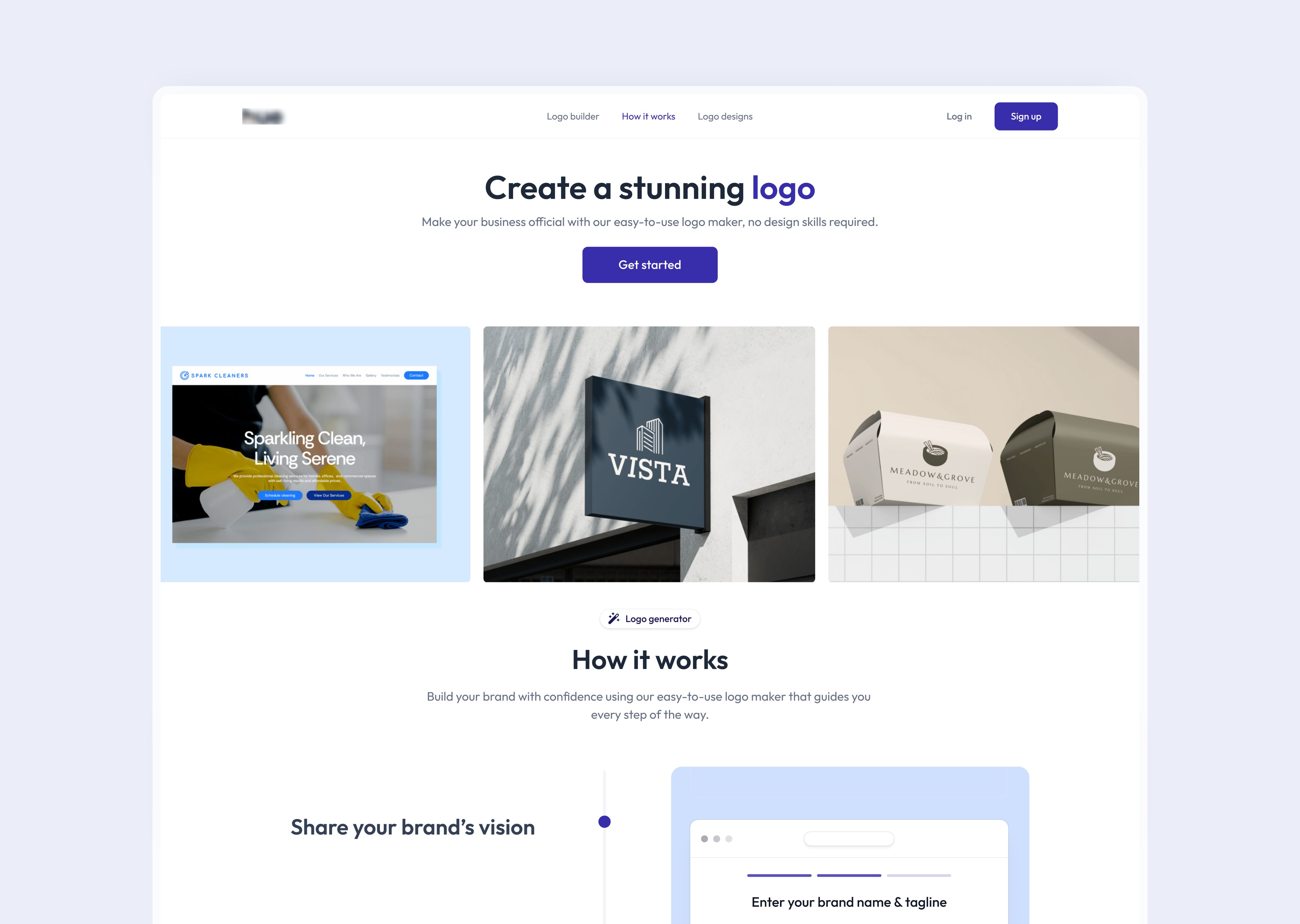 AI-powered logo maker website animation b2c dashboard home page landing page motion graphics saas ui uiux website